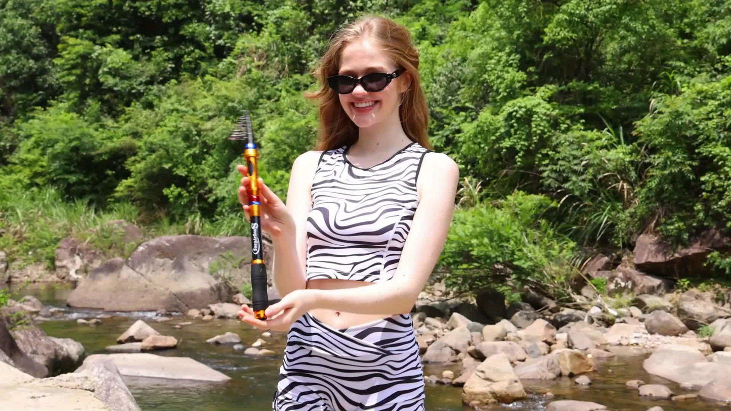 Carbon 70.87-141.73inch Telescopic Fishing Rod With Spinning Reel, Fishing Rods And Reels Set For Travel Saltwater Freshwater, Fishing Set