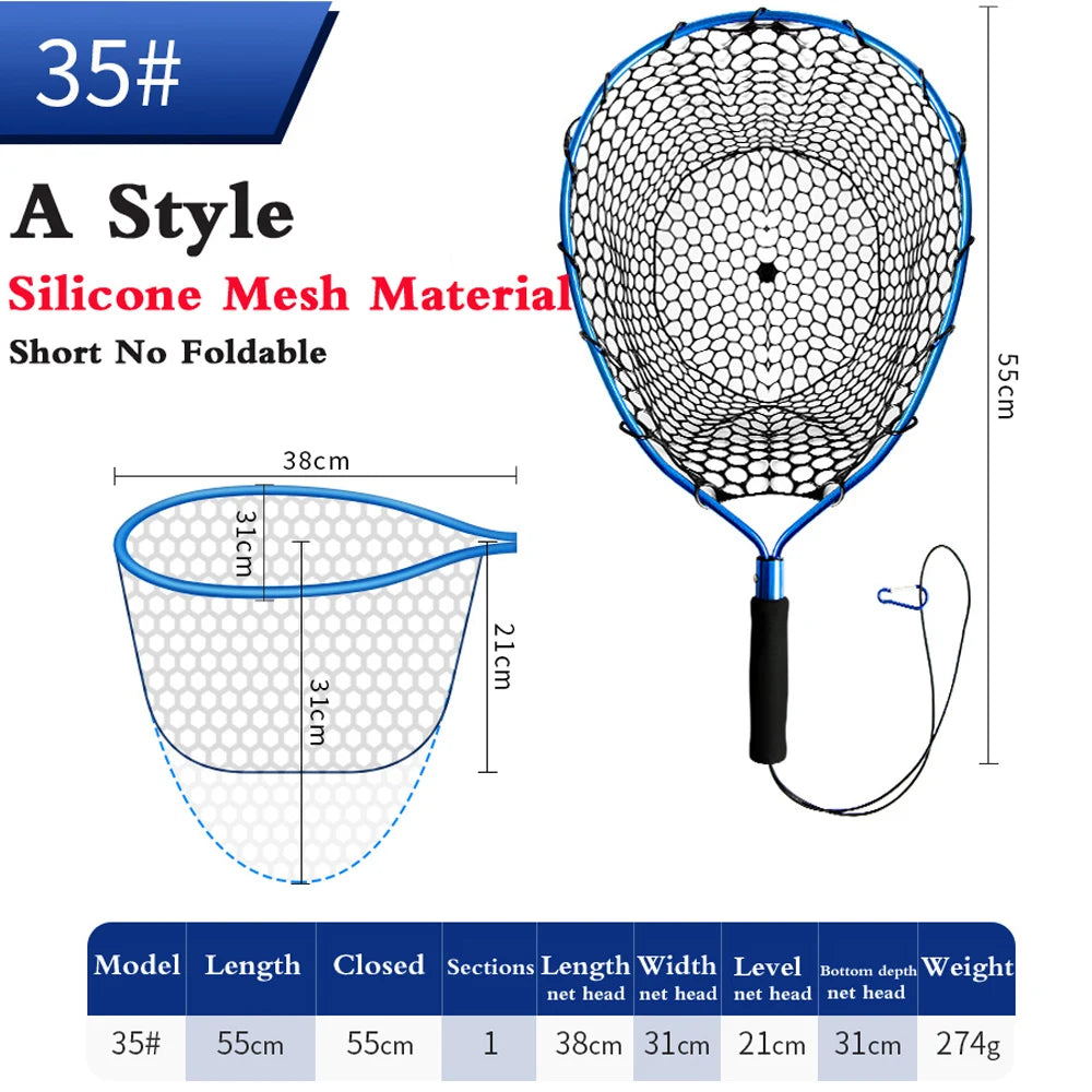 Folding Fly Fishing Net Keepnet Portable Landing Net with Handle Trout Network Fishing Mesh Fishing Tool for Outdoor Stream Tool