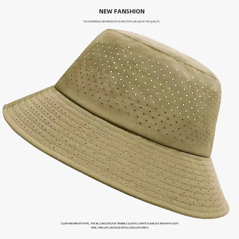 Fisherman's hat, summer mesh breathable, UV-resistant, sun hat, outdoor cycling wind-resistant, dry, light and thin basin hat