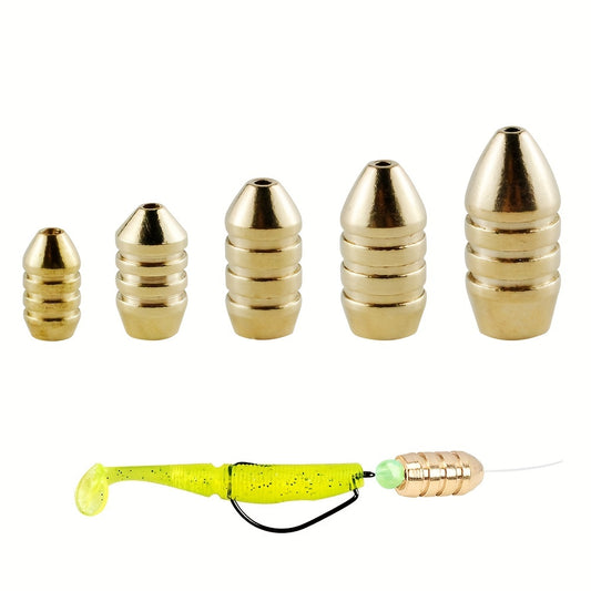10pcs Stainless Brass Sinkers & Weights - Texas Rig Bullet Shape - Perfect for Fishing Accessories - For Bass Fishing & Freshwater Fishing - Durable & Corrosion-Resistant - Great Gift for Anglers