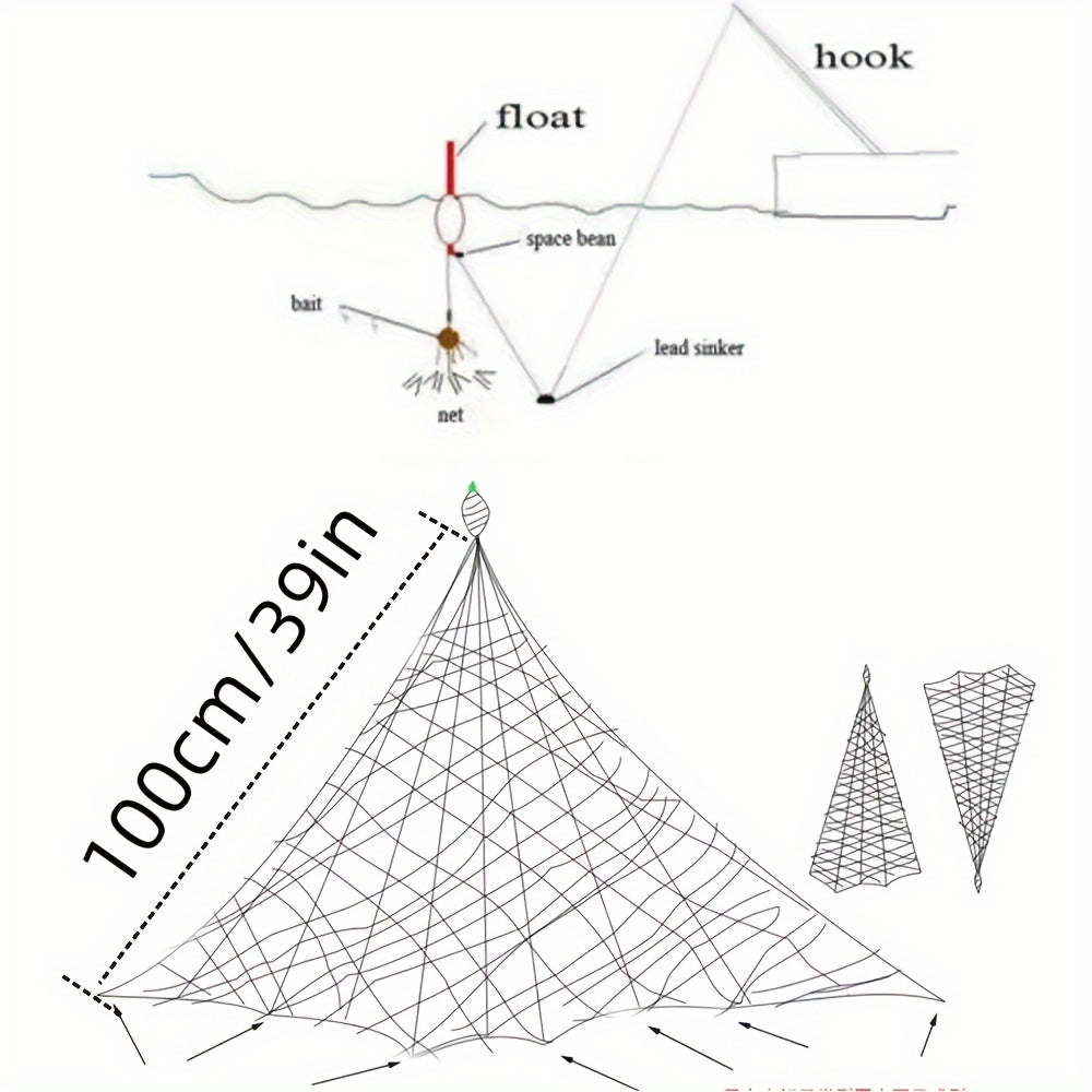 Luminous Multi-Size Mesh Fishing Net: Durable Nylon & Copper for Enhanced Sea Tackle, Glows in Dark