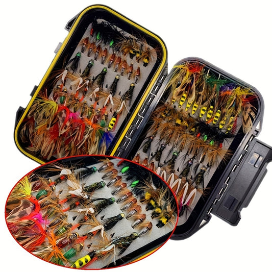 24/33/40/65/76/100/114pcs Fly Fishing Flies Kit, Handmade Fly Fishing Gear With Dry/Wet Flies, Streamers, Fly Assortment Trout Bass Fishing With Fly Box