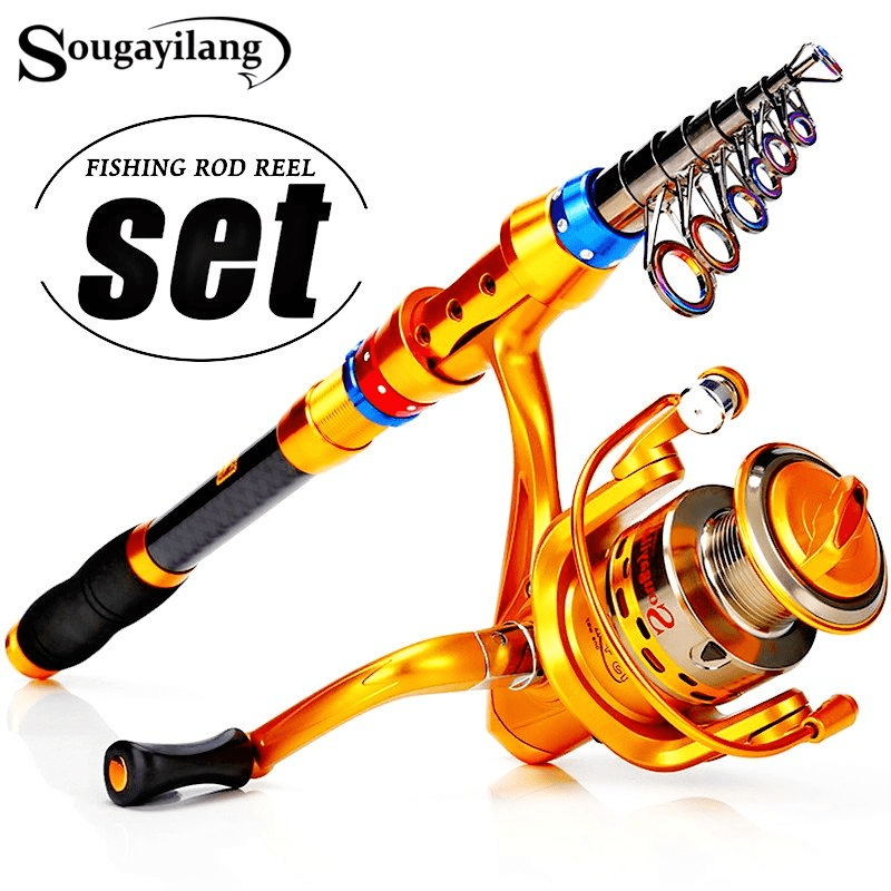 Carbon 70.87-141.73inch Telescopic Fishing Rod With Spinning Reel, Fishing Rods And Reels Set For Travel Saltwater Freshwater, Fishing Set