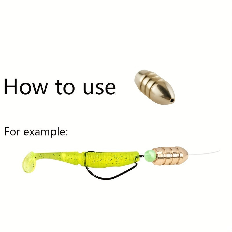 10pcs Stainless Brass Sinkers & Weights - Texas Rig Bullet Shape - Perfect for Fishing Accessories - For Bass Fishing & Freshwater Fishing - Durable & Corrosion-Resistant - Great Gift for Anglers