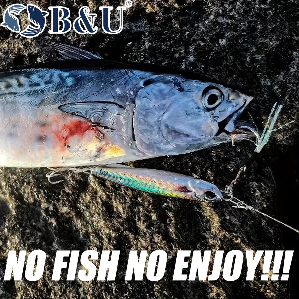 B&U Metal Cast Jig - 3D Printed Spoon Casting Jigging for Saltwater Fishing - 30G/40G/60G Artificial Bait Tackle with Enhanced Durability and Realistic Design