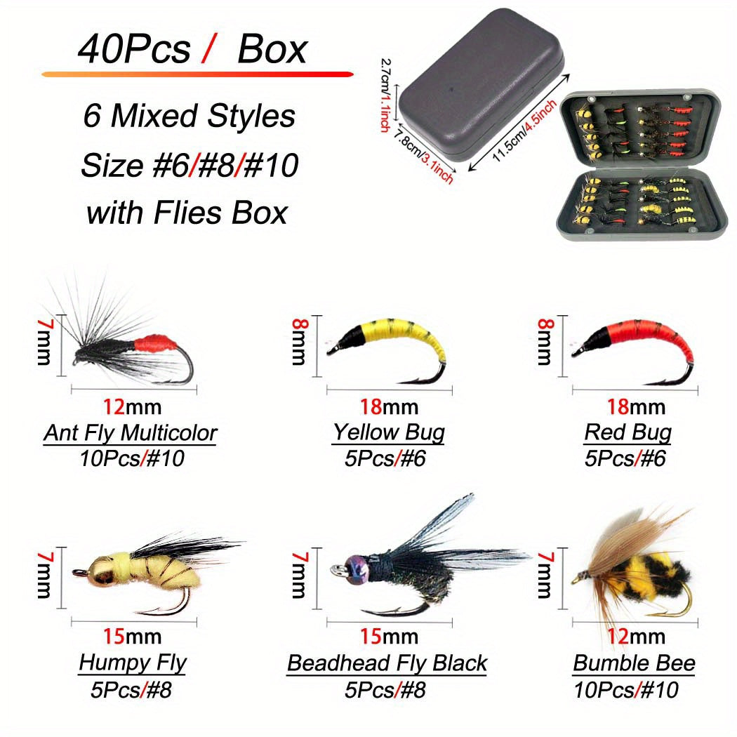 24/33/40/65/76/100/114pcs Fly Fishing Flies Kit, Handmade Fly Fishing Gear With Dry/Wet Flies, Streamers, Fly Assortment Trout Bass Fishing With Fly Box