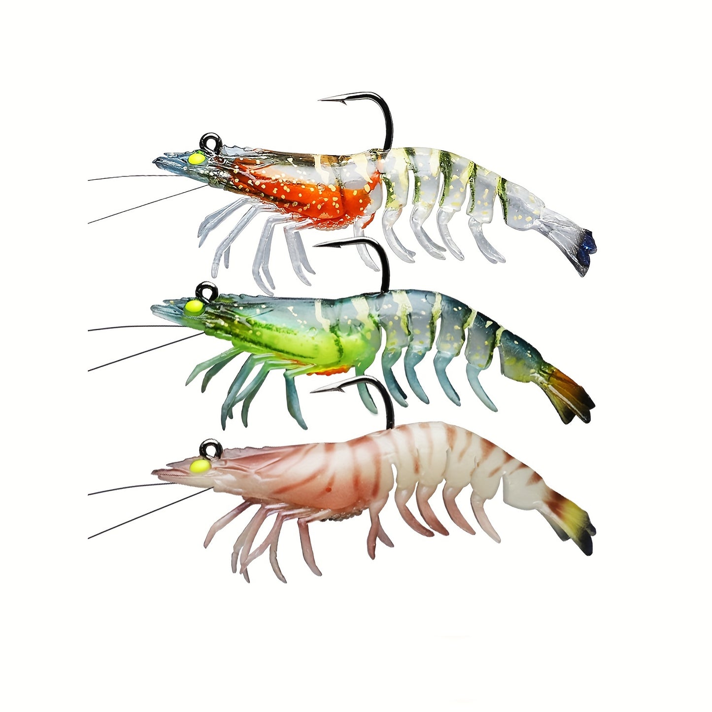 3pcs/lot Soft Lure, Shrimp Fishing Lures - Artificial Bait Soft Plastic Lures - For Freshwater & Saltwater Fishing - Suitable for Bass, Trout & More - Great Gift for Anglers