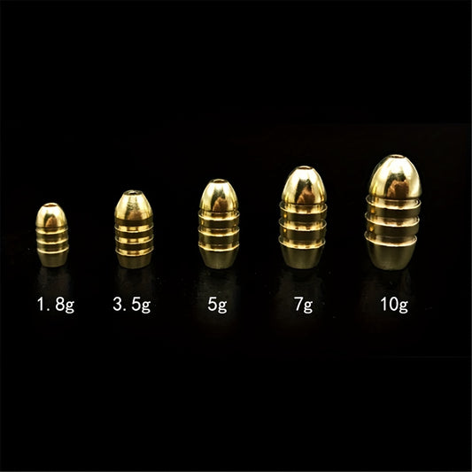 10pcs Stainless Brass Sinkers & Weights - Texas Rig Bullet Shape - Perfect for Fishing Accessories - For Bass Fishing & Freshwater Fishing - Durable & Corrosion-Resistant - Great Gift for Anglers