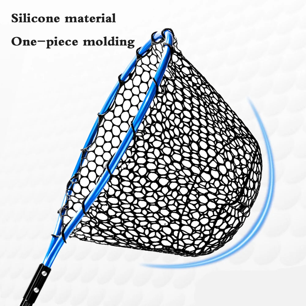 Folding Fly Fishing Net Keepnet Portable Landing Net with Handle Trout Network Fishing Mesh Fishing Tool for Outdoor Stream Tool