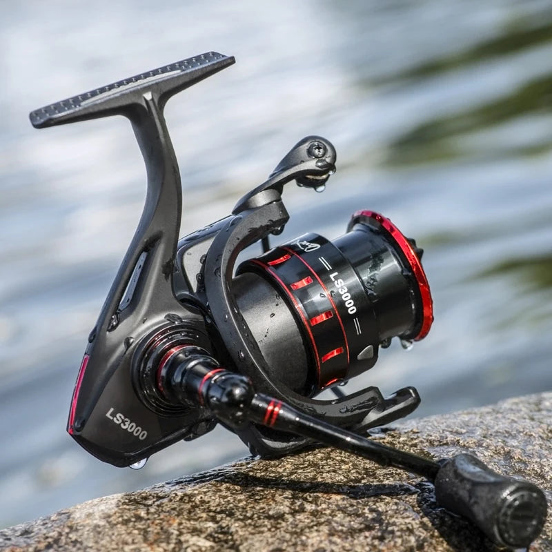 LINNHUE Fishing Reel Lure 1000 2000 3000 Spinning Reel Double Grip Deep Shallow Spool Carp Fishing Reel Fishing With Balance Rod