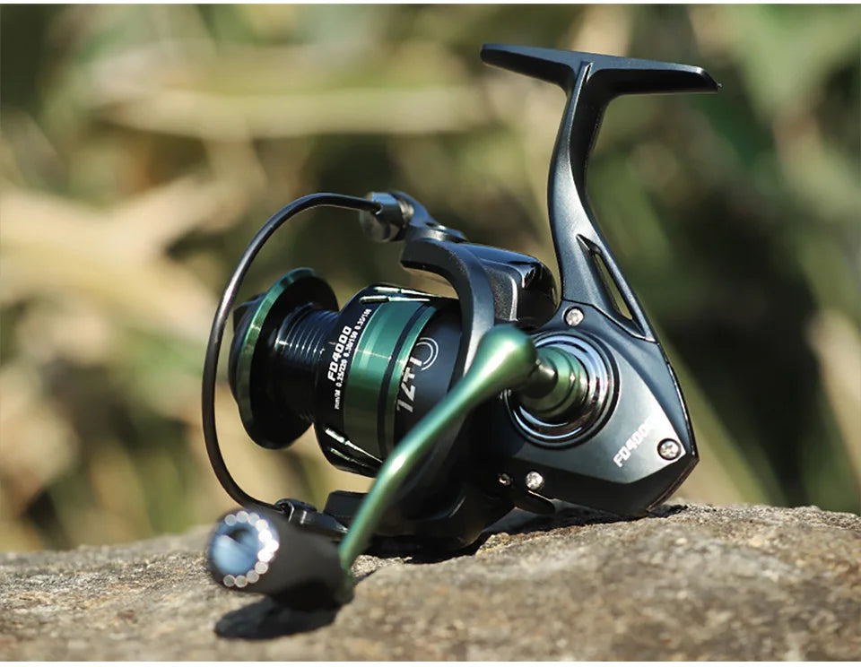 LINNHUE Fishing Reel Lure 1000 2000 3000 Spinning Reel Double Grip Deep Shallow Spool Carp Fishing Reel Fishing With Balance Rod