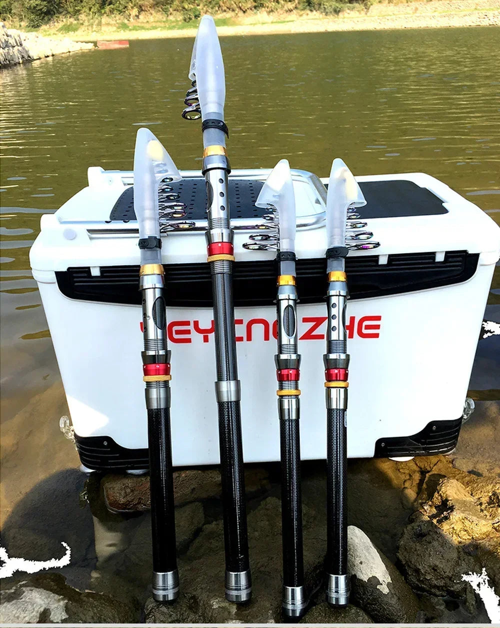 Spinning Fishing Rod and Reel Combo 1.8-3.6m Carbon Fiber Sea Pole and 5.2:1 Gear Ratio Metal Spool with Line Kits for Bass Carp