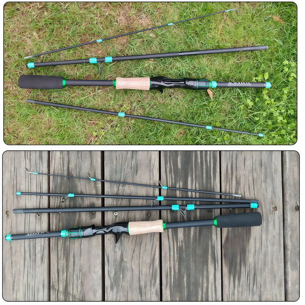 SantaKing Spinning /Casting Fishing Rod 1.8m 2.1m Carbon Fiber Portable Travel Fishing Pole Rods