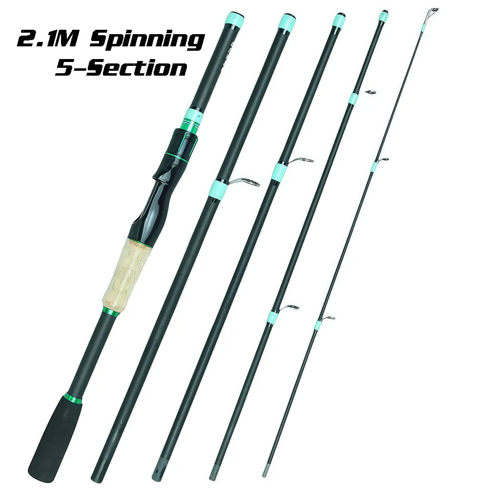 SantaKing Spinning /Casting Fishing Rod 1.8m 2.1m Carbon Fiber Portable Travel Fishing Pole Rods
