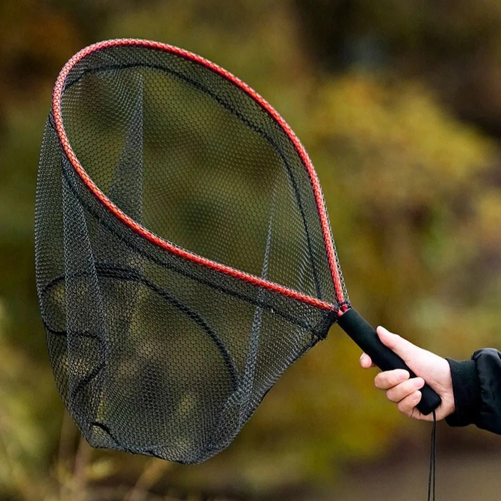 Folding Fly Fishing Net Keepnet Portable Landing Net with Handle Trout Network Fishing Mesh Fishing Tool for Outdoor Stream Tool