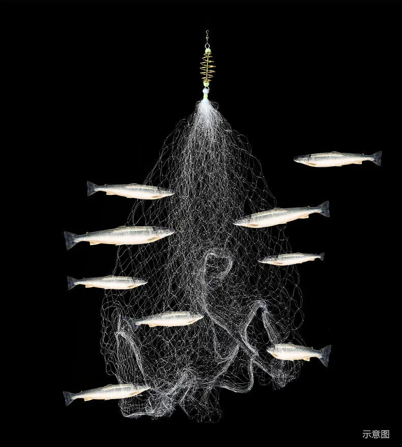 Multi Size Fishing Net Explosion Hook Trap Mesh Luminous Bead Netting Sea NetTackle Design Copper Shoal Cast Gill Feeder Trap