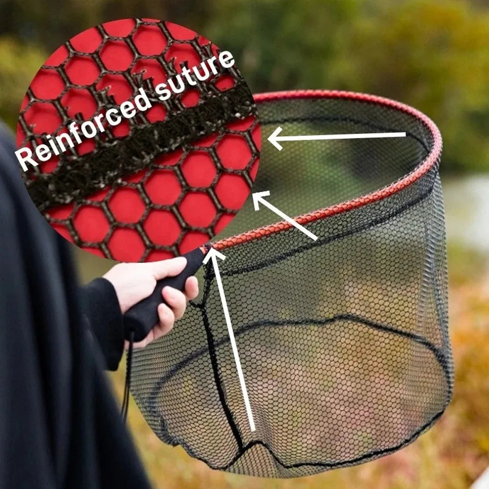 Folding Fly Fishing Net Keepnet Portable Landing Net with Handle Trout Network Fishing Mesh Fishing Tool for Outdoor Stream Tool