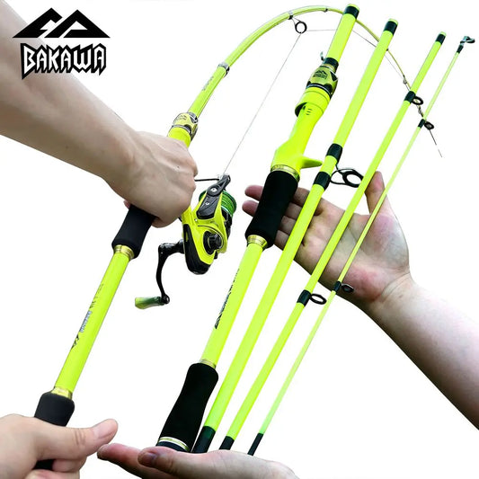 BAKAWA 1.8M 2.1M Baitcasting Spinning Travel Fishing Rods 4 Sections Power Ultralight Feeder Lure Carp Portable Pole Pesca