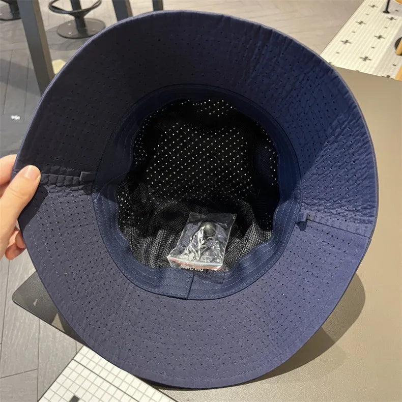 Fisherman's hat, summer mesh breathable, UV-resistant, sun hat, outdoor cycling wind-resistant, dry, light and thin basin hat