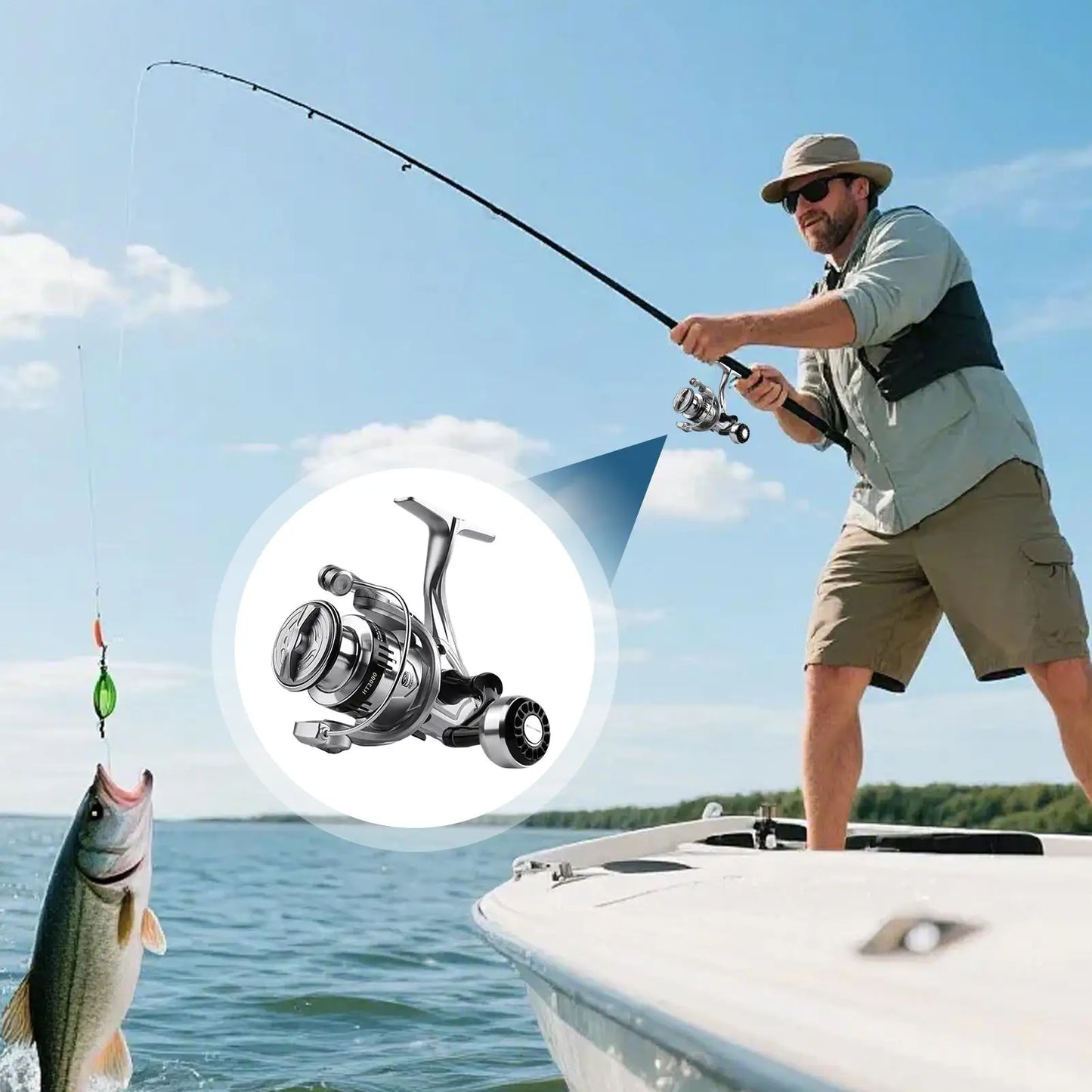 Spinning Reels Saltwater Fishing Reel Lightweight Heavy Duty Smooth Freshwater Baitcasting Fish Reel for Beginners Men Fisherman