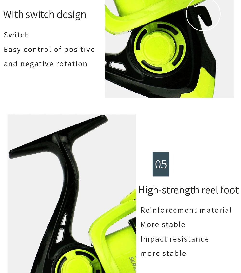 2000-7000 Saltwater Spinning Fishing Reel 5.2:1 High Speed Carp Fishing Coil Metal Magnetic Brake System Ultralight Fishing