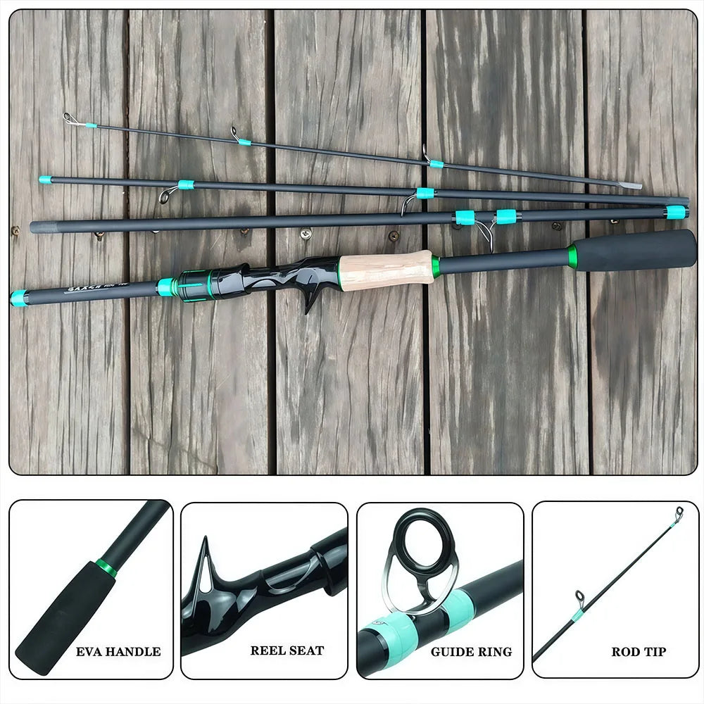SantaKing Spinning /Casting Fishing Rod 1.8m 2.1m Carbon Fiber Portable Travel Fishing Pole Rods