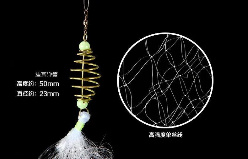 Multi Size Fishing Net Explosion Hook Trap Mesh Luminous Bead Netting Sea NetTackle Design Copper Shoal Cast Gill Feeder Trap
