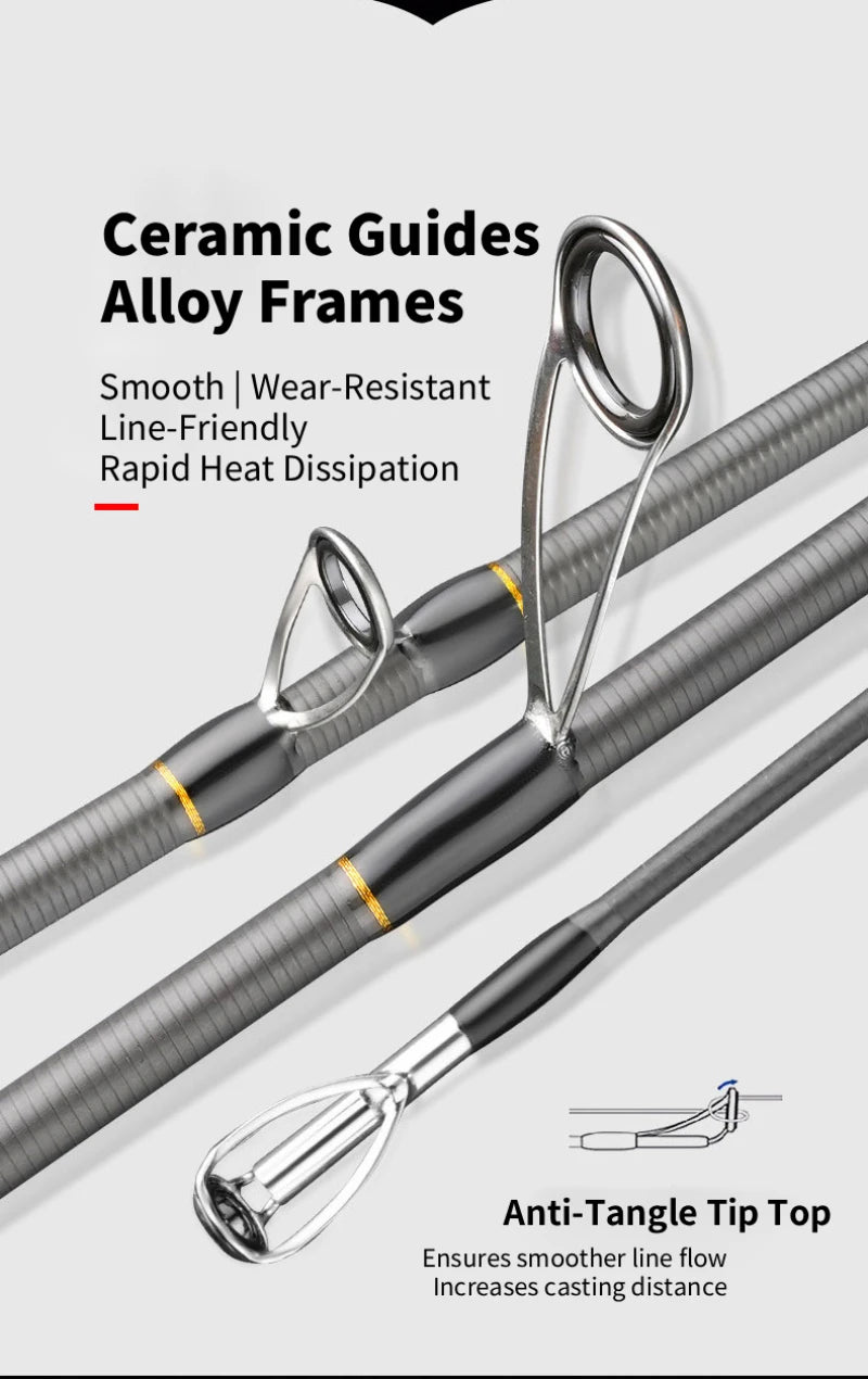 ZHANYING ZHANFENG Lure Rod, M/MH Twin Tips, All-Round, Spinning/Casting, Multi-section portable, Long-Distance Bass & Pike Perch