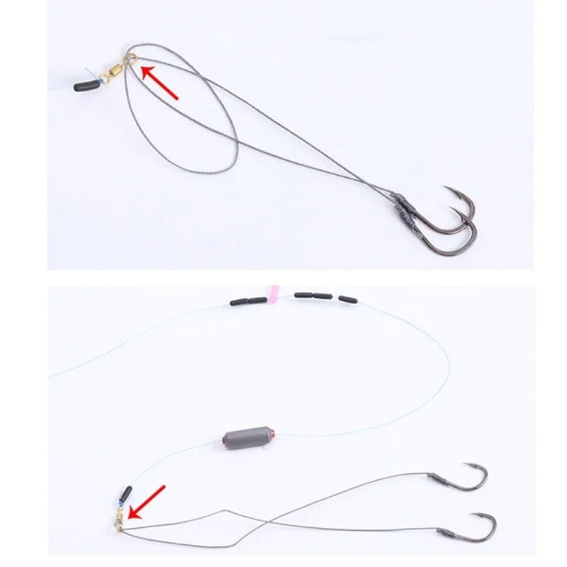 5Pack/50 Hooks Fishs Tool Tied Good Strong Horse Line Double Hook Pair Hook Fishs Hooks Fishing Gear Accessories Sub-line Hooks