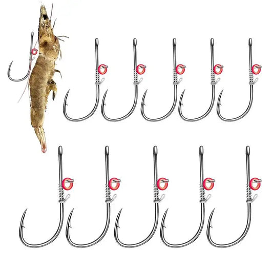 Fishing Hooks Live Shrimp Fixed Hooks Carbon Steel Barbed with Holes 2#/3#/4# Catfish Bass Fishing Hooks For fishing accessories