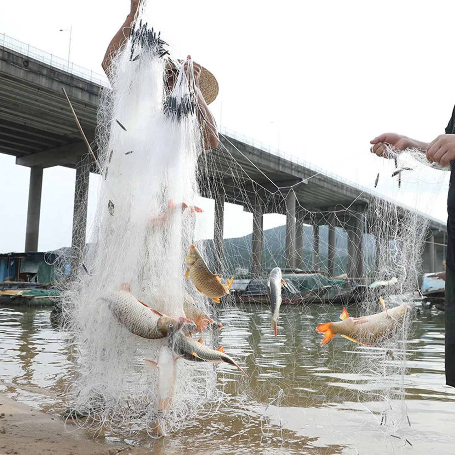 Fishing Net White Wire Net Trap Monofilament Net Durable Three-layer Single-layer Floating Net Tool Outdoor Fishing Gear Tool