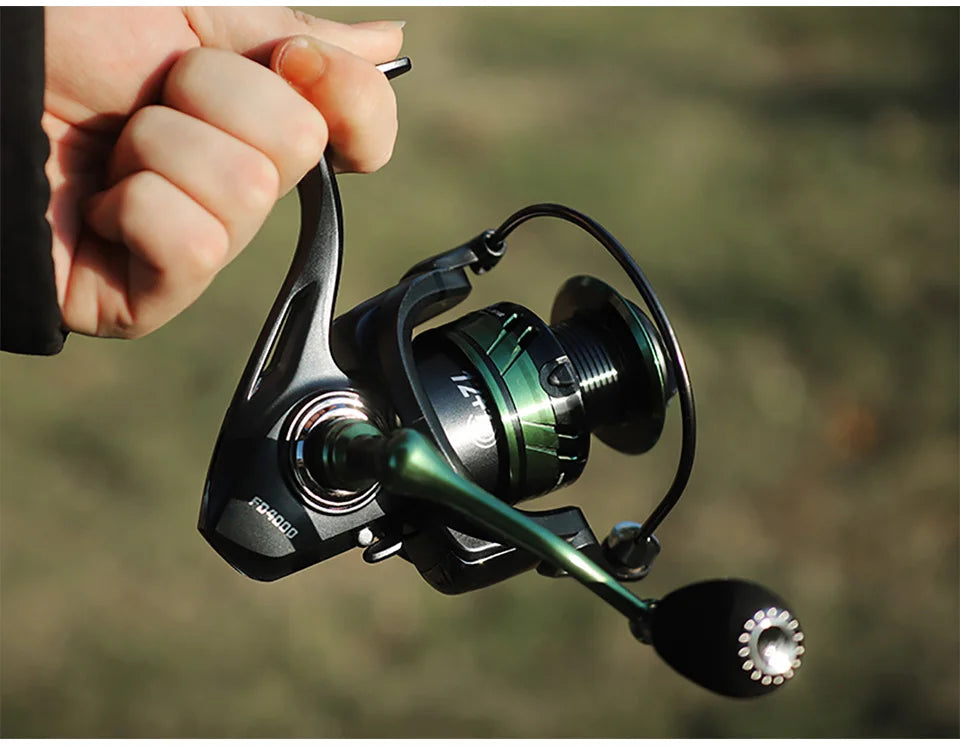 LINNHUE Fishing Reel Lure 1000 2000 3000 Spinning Reel Double Grip Deep Shallow Spool Carp Fishing Reel Fishing With Balance Rod