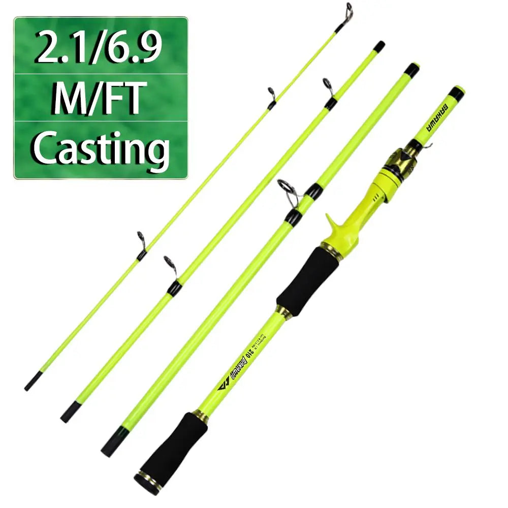BAKAWA 1.8M 2.1M Baitcasting Spinning Travel Fishing Rods 4 Sections Power Ultralight Feeder Lure Carp Portable Pole Pesca