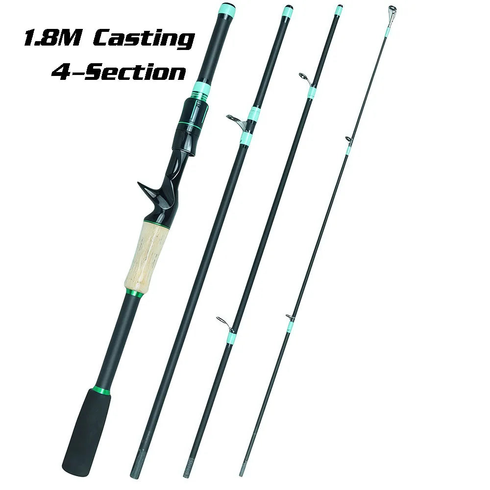 SantaKing Spinning /Casting Fishing Rod 1.8m 2.1m Carbon Fiber Portable Travel Fishing Pole Rods