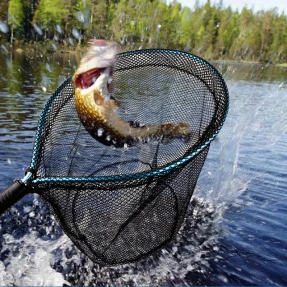 Folding Fly Fishing Net Keepnet Portable Landing Net with Handle Trout Network Fishing Mesh Fishing Tool for Outdoor Stream Tool