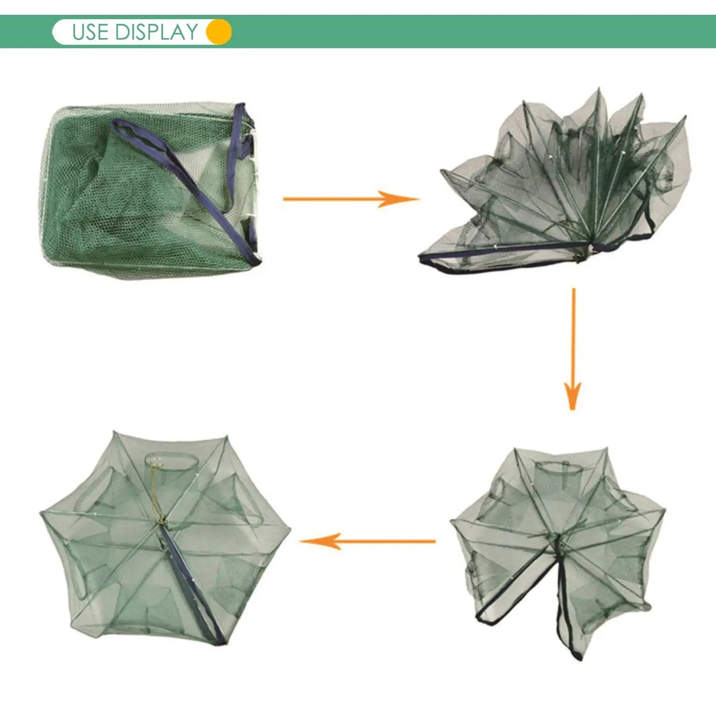 Fishing Net Mesh Folded Hexagon Octagon 6/8 Holes Fish shrimp Automatic Trap Crayfish catcher Fish Network Baits cast Mesh Trap