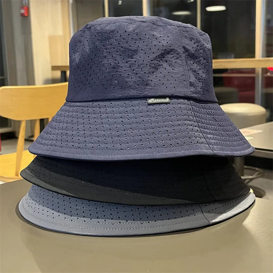 Fisherman's hat, summer mesh breathable, UV-resistant, sun hat, outdoor cycling wind-resistant, dry, light and thin basin hat