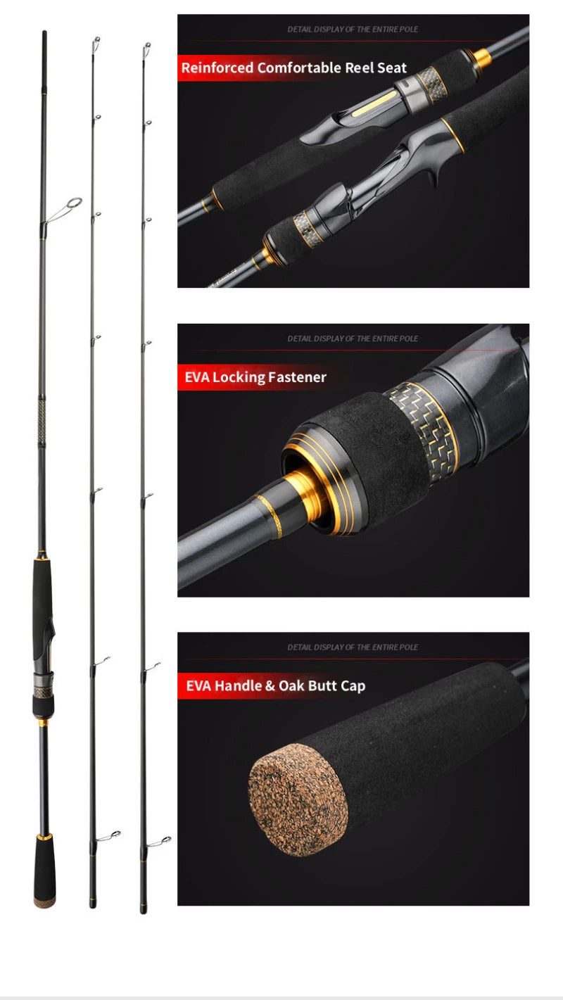 ZHANYING ZHANFENG Lure Rod, M/MH Twin Tips, All-Round, Spinning/Casting, Multi-section portable, Long-Distance Bass & Pike Perch