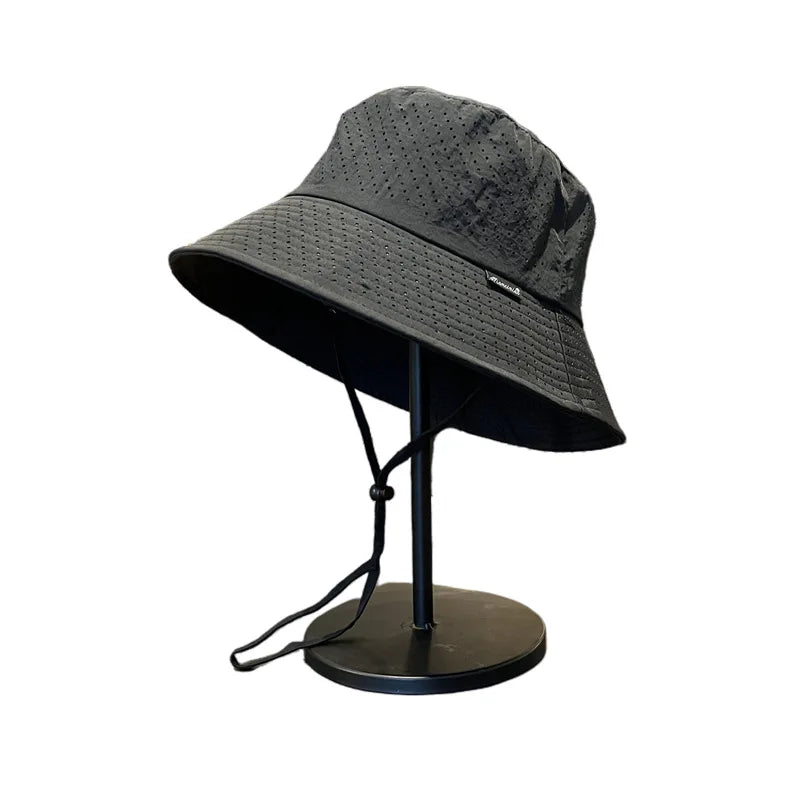 Fisherman's hat, summer mesh breathable, UV-resistant, sun hat, outdoor cycling wind-resistant, dry, light and thin basin hat
