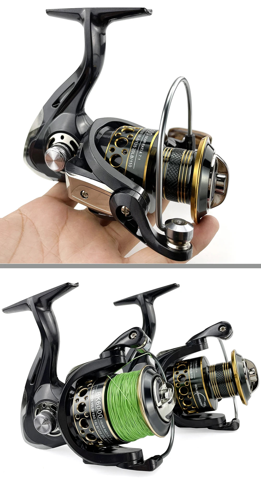Lightweight Spinning Reel 2000 3000 4000 5000 6000 7000 Coil 5.2:1 Lure Fishing Reels Tackle for Trout Peche Bass Pike Zander
