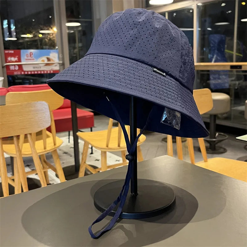 Fisherman's hat, summer mesh breathable, UV-resistant, sun hat, outdoor cycling wind-resistant, dry, light and thin basin hat