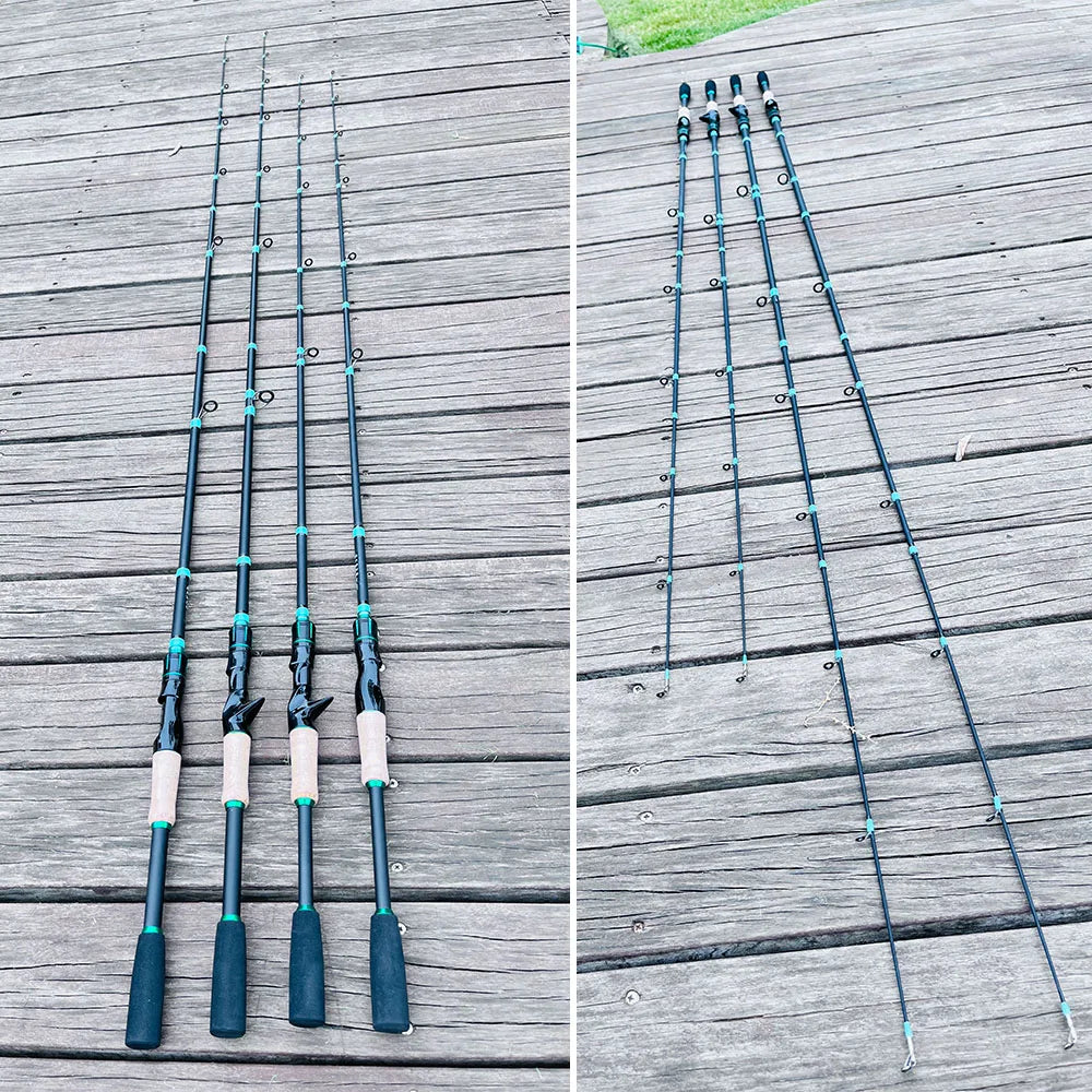 SantaKing Spinning /Casting Fishing Rod 1.8m 2.1m Carbon Fiber Portable Travel Fishing Pole Rods