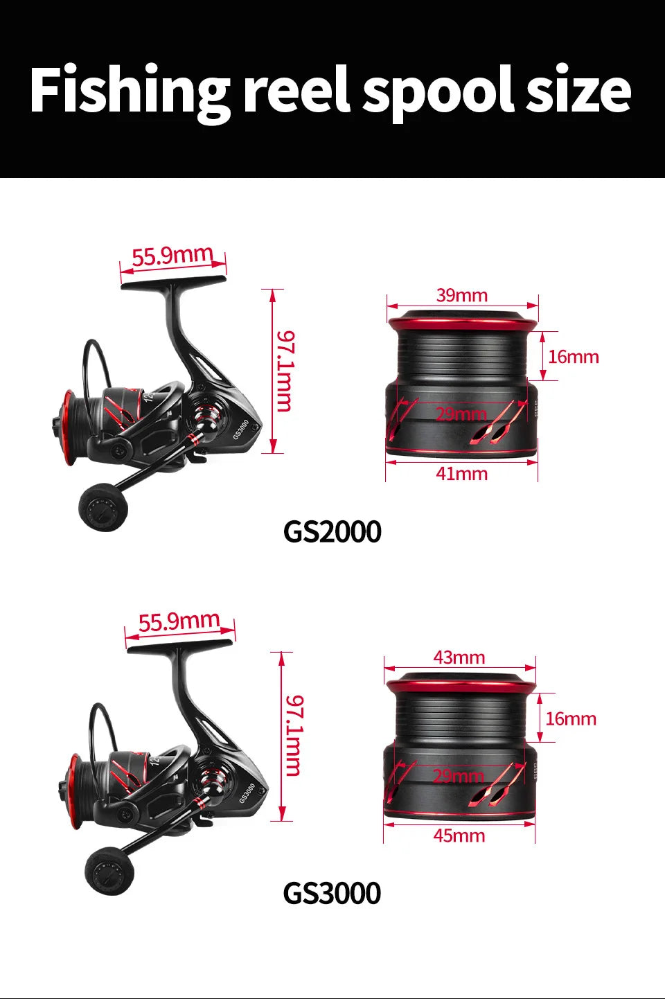 LINNHUE Fishing Reel Lure 1000 2000 3000 Spinning Reel Double Grip Deep Shallow Spool Carp Fishing Reel Fishing With Balance Rod