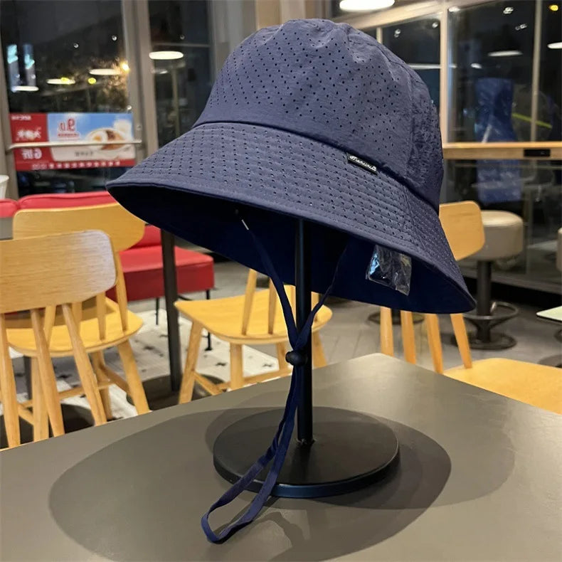 Fisherman's hat, summer mesh breathable, UV-resistant, sun hat, outdoor cycling wind-resistant, dry, light and thin basin hat