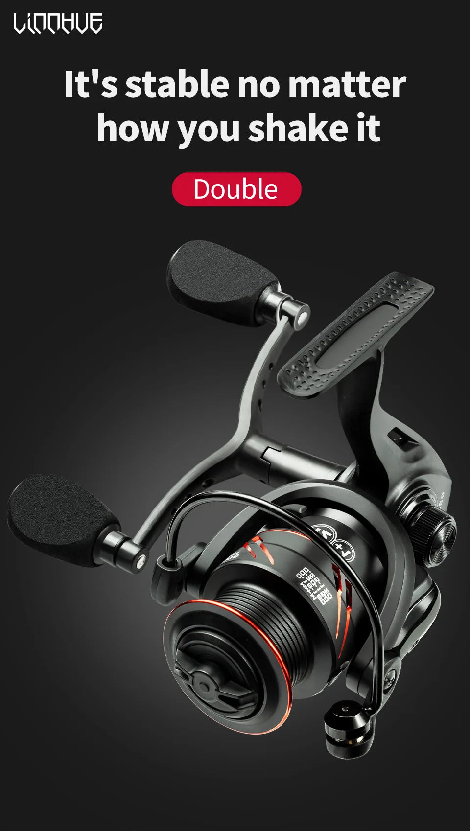 LINNHUE Fishing Reel Lure 1000 2000 3000 Spinning Reel Double Grip Deep Shallow Spool Carp Fishing Reel Fishing With Balance Rod
