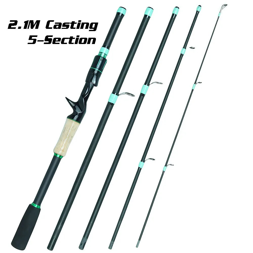 SantaKing Spinning /Casting Fishing Rod 1.8m 2.1m Carbon Fiber Portable Travel Fishing Pole Rods
