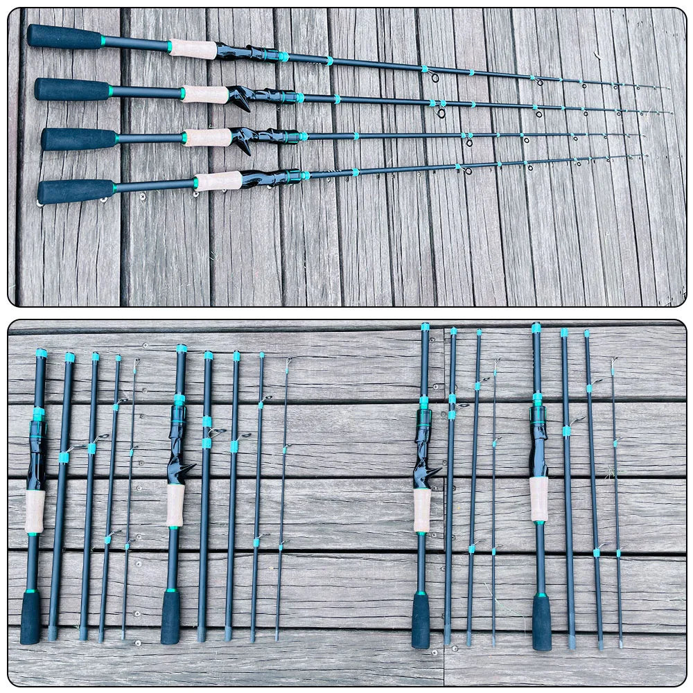 SantaKing Spinning /Casting Fishing Rod 1.8m 2.1m Carbon Fiber Portable Travel Fishing Pole Rods