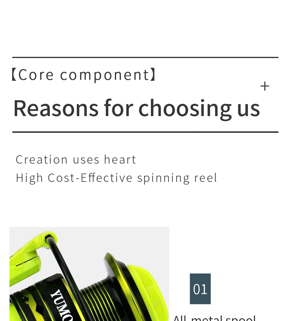 2000-7000 Saltwater Spinning Fishing Reel 5.2:1 High Speed Carp Fishing Coil Metal Magnetic Brake System Ultralight Fishing