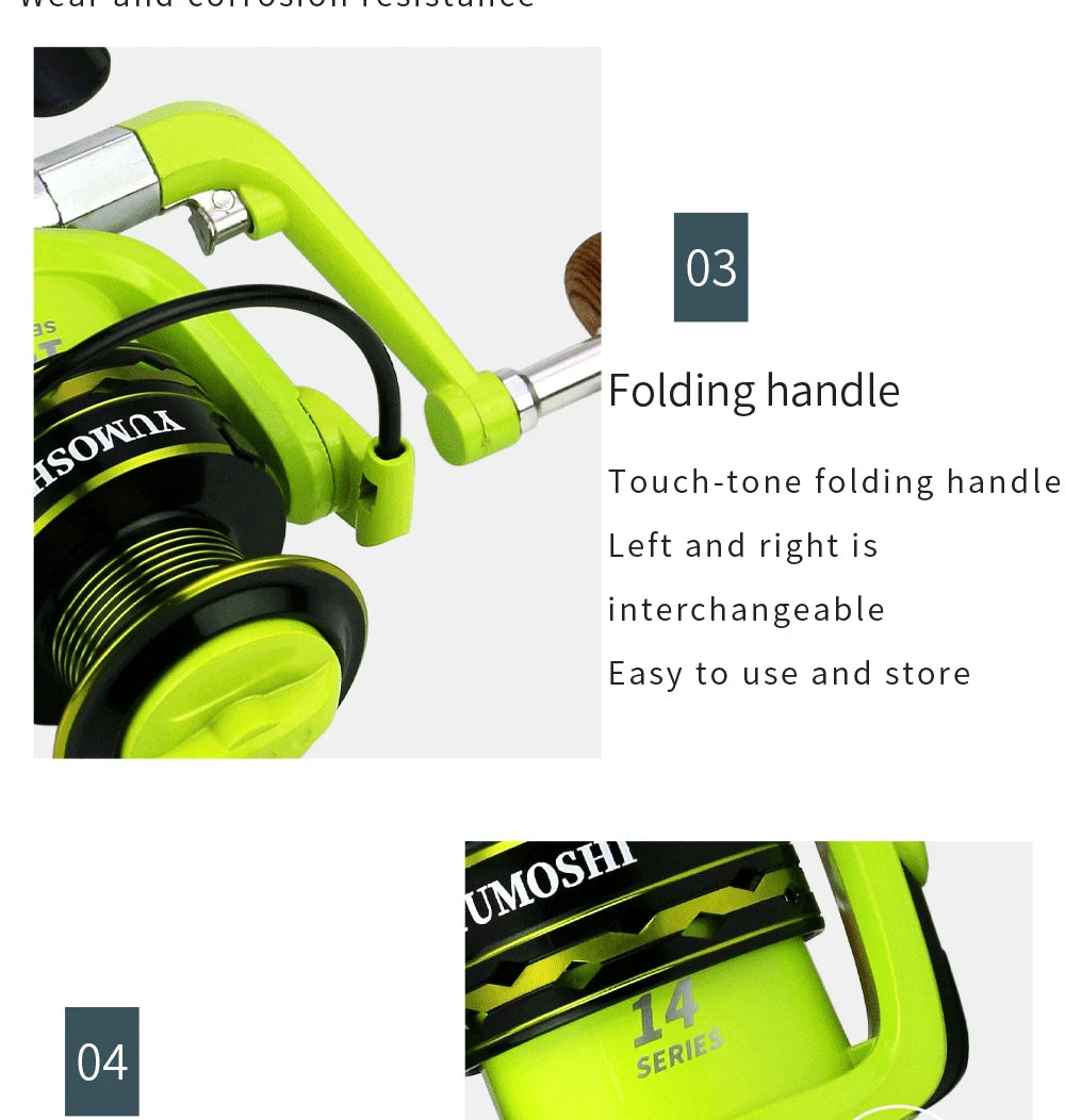 2000-7000 Saltwater Spinning Fishing Reel 5.2:1 High Speed Carp Fishing Coil Metal Magnetic Brake System Ultralight Fishing