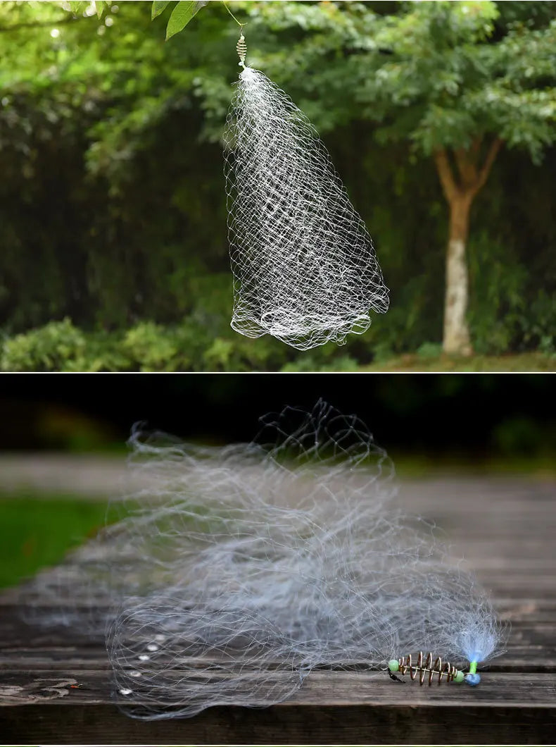 Multi Size Fishing Net Explosion Hook Trap Mesh Luminous Bead Netting Sea NetTackle Design Copper Shoal Cast Gill Feeder Trap